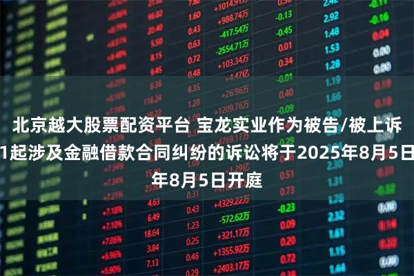 北京越大股票配资平台 宝龙实业作为被告/被上诉人的1起涉及金融借款合同纠纷的诉讼将于2025年8月5日开庭