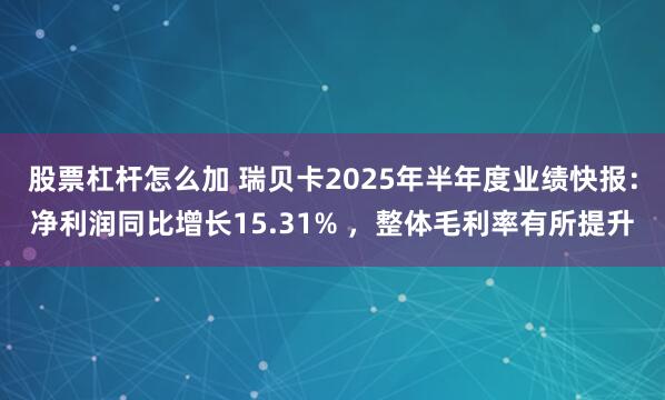 股票杠杆怎么加 瑞贝卡2025年半年度业绩快报：净利润同比增长15.31% ，整体毛利率有所提升