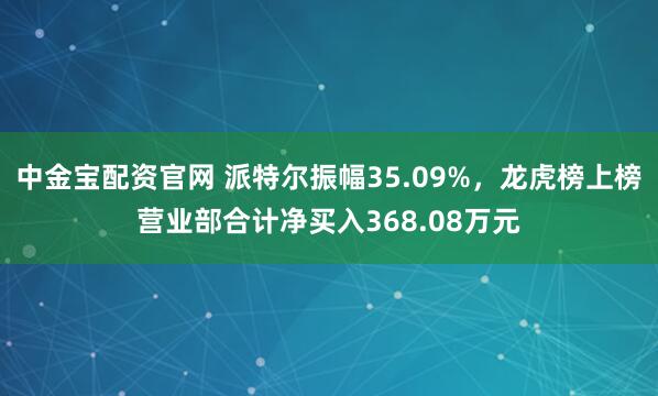 中金宝配资官网 派特尔振幅35.09%，龙虎榜上榜营业部合计净买入368.08万元